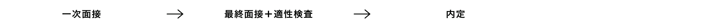 一次面接→最終面接+適性検査→内定